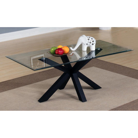 Langley Clear Glass Coffee Table In Black High Gloss
