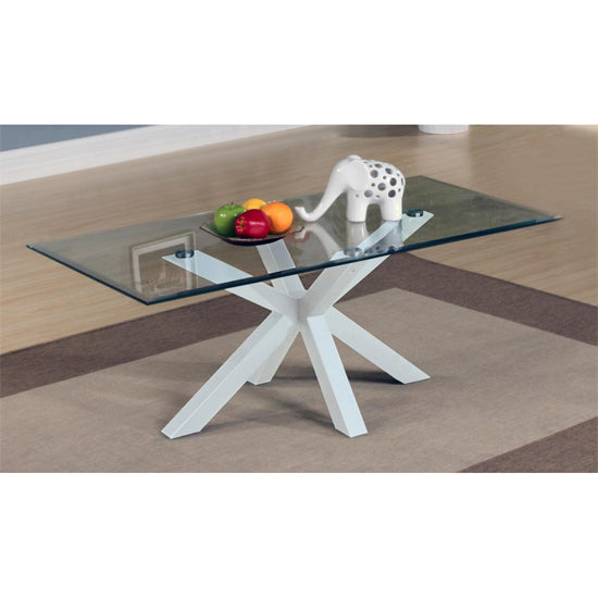 Langley Clear Glass Coffee Table In White High Gloss