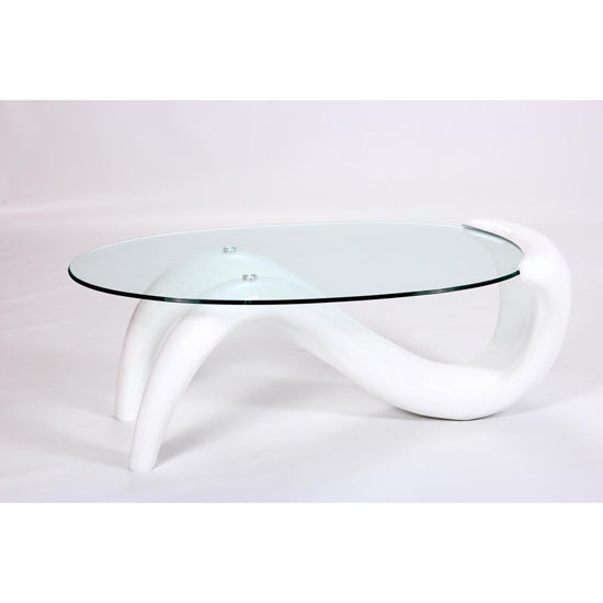 Pike Clear Glass Coffee Table With White High Gloss Base