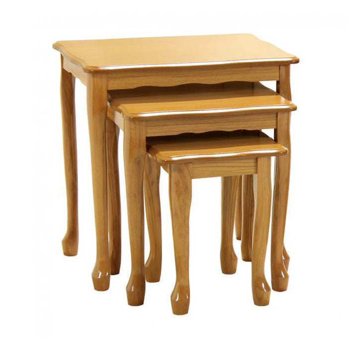 Robin High Gloss Nest Of 3 Tables In Golden Oak