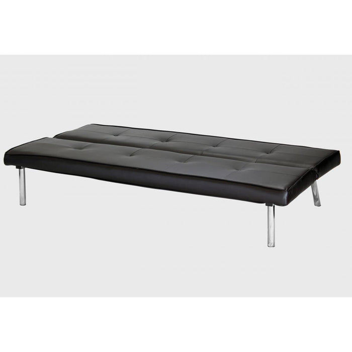 Seattle Faux Leather Sofa Bed In Black With Chrome Legs