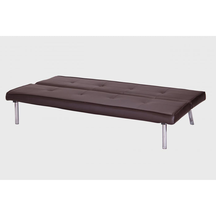 Seattle Faux Leather Sofa Bed In Brown With Chrome Legs