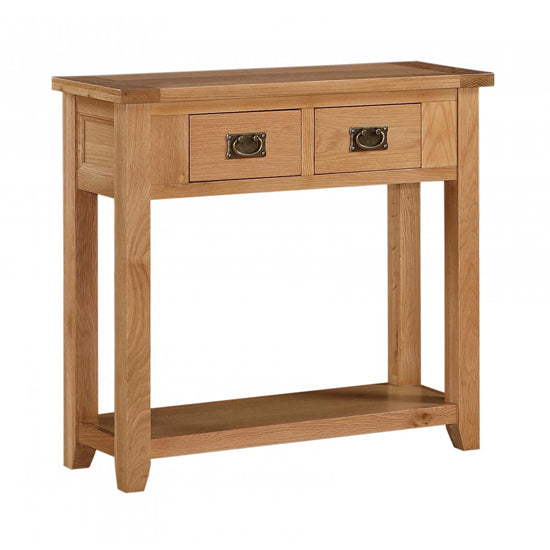 Stirling Wooden Console Table With 2 Drawers In Oak Veneer