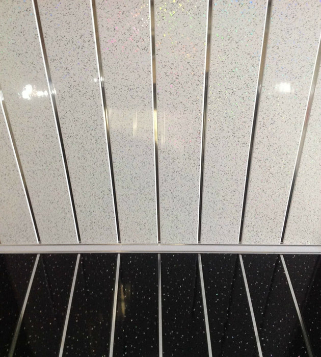 Plain Black Sparkle Chrome Strip Ceiling Panels