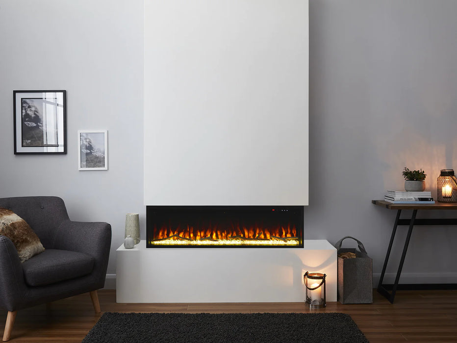 Kingswood Panoramic LED 50, 60, Inch Insert 2.5cm Thin Border Electric Media Fire