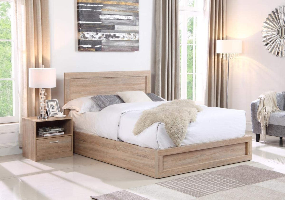 Sherwood 4FT6 Double Size Storage Bed In Oak Finish