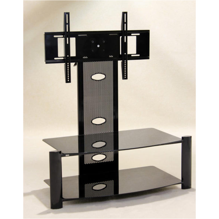 Albuquerque Flat Screen Glass TV Stand With Black Legs