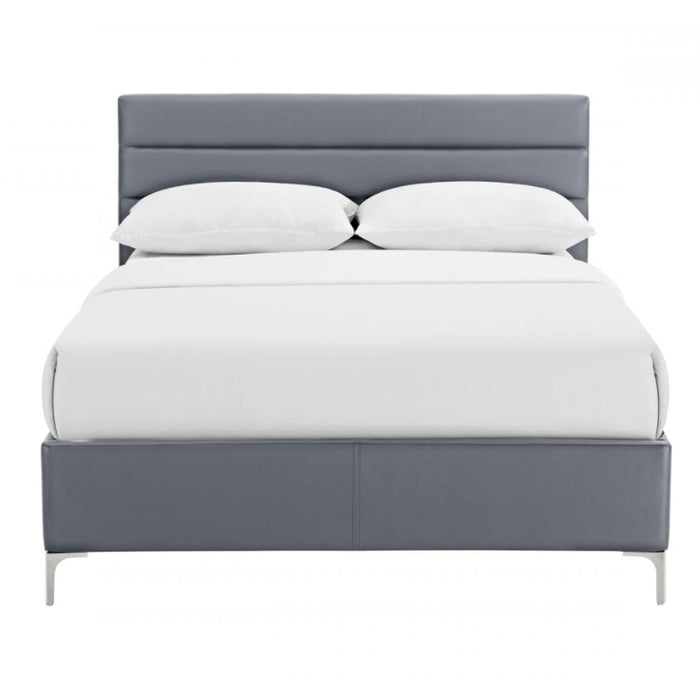 Arcalis Grey Faux Leather Upholstered 4FT6 Double Bed