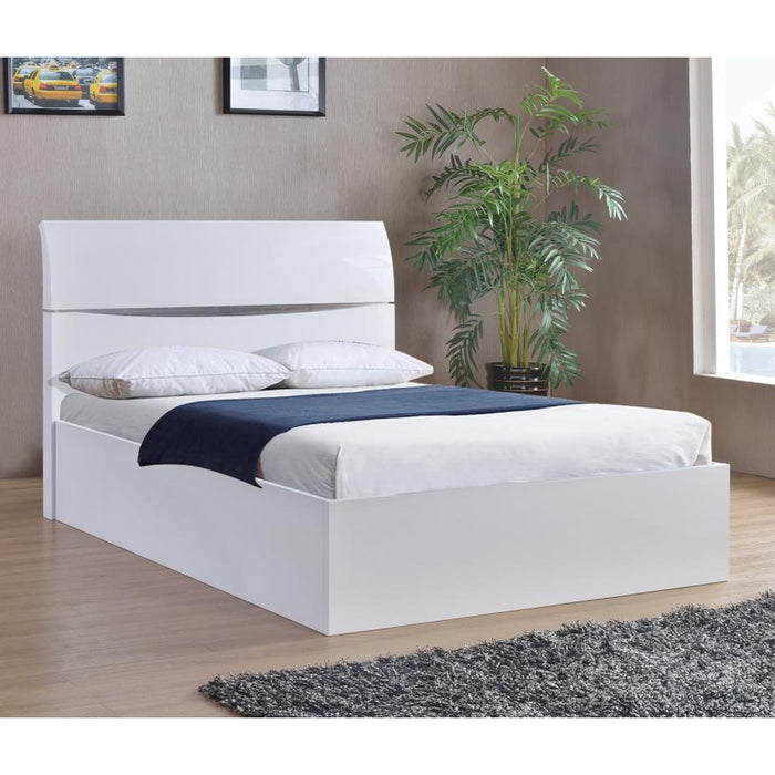 Atakoraka White High Gloss Wooden 4FT6 Storage Double Bed