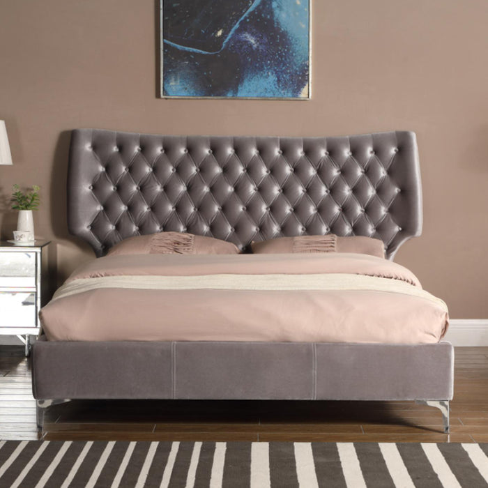 Atria Grey Velvet 5FT King Size Bed