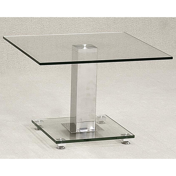 Avondale Clear Glass Lamp Table With Chrome Support