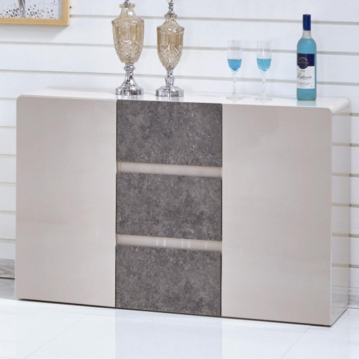 Beatrice Wooden Sideboard In Cream And Stone High Gloss