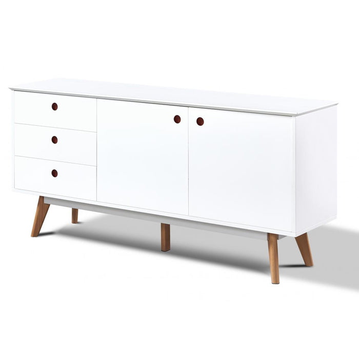 Benson Wooden Sideboard With 2 Doors And 3 Drawers In White