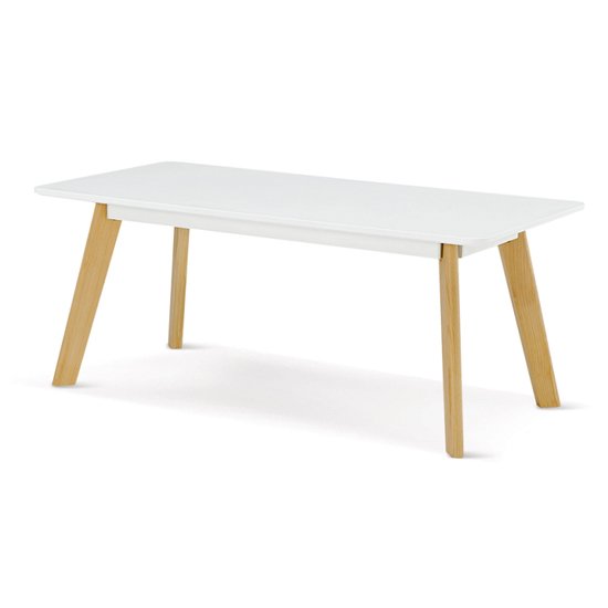 Biloxi Rectangular Wooden Coffee Table In White With Oak Legs