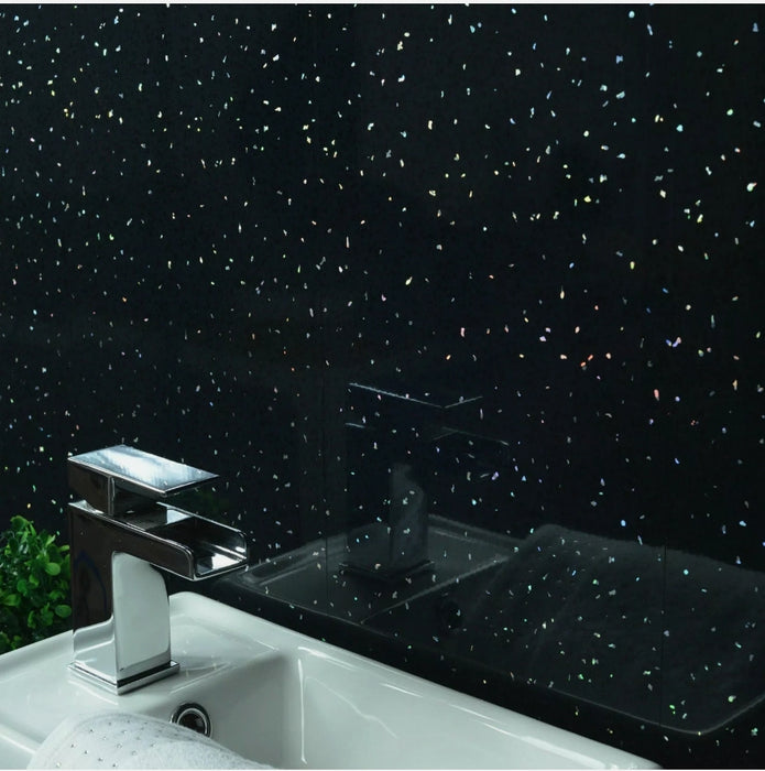 Black Sparkle 2.4 x 1m PVC Bathroom Wall Cladding Panels