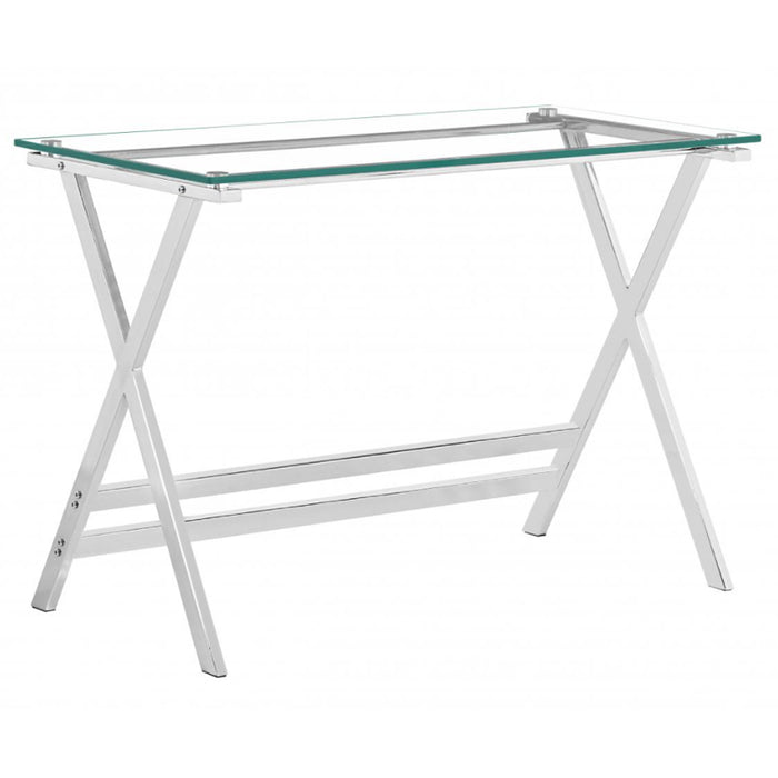 Cameron Clear Glass Console Table With Chrome Metal legs