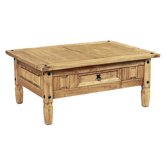 Canyonville Wooden Coffee Table In Distressed Light Pine
