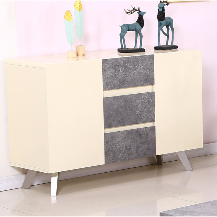 Carefree Wooden Sideboard In Concrete Effect And Cream High Gloss
