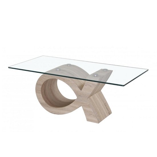 Celina Clear Glass Top Coffee Table With Natural Wooden Base