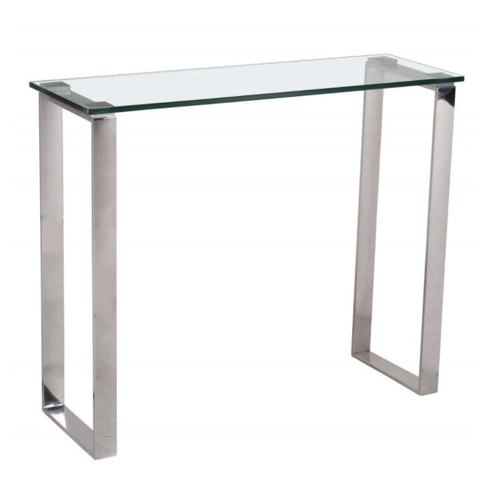 Chandler Clear Glass Console Table With Stainless Steel Legs