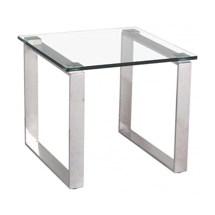 Chandler Clear Glass Lamp Table With Stainless Steel Legs