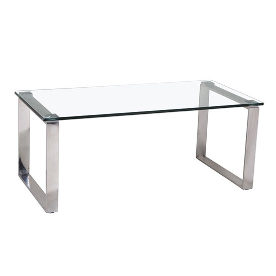 Clemson Clear Glass Coffee Table With Stainless Steel Legs