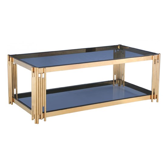 Cohasset Grey Glass Top Coffee Table With Golden Frame