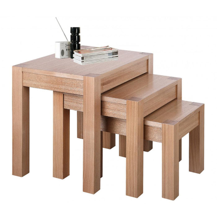 Cottonwood Wooden Nest Of 3 Tables In Natural Ash