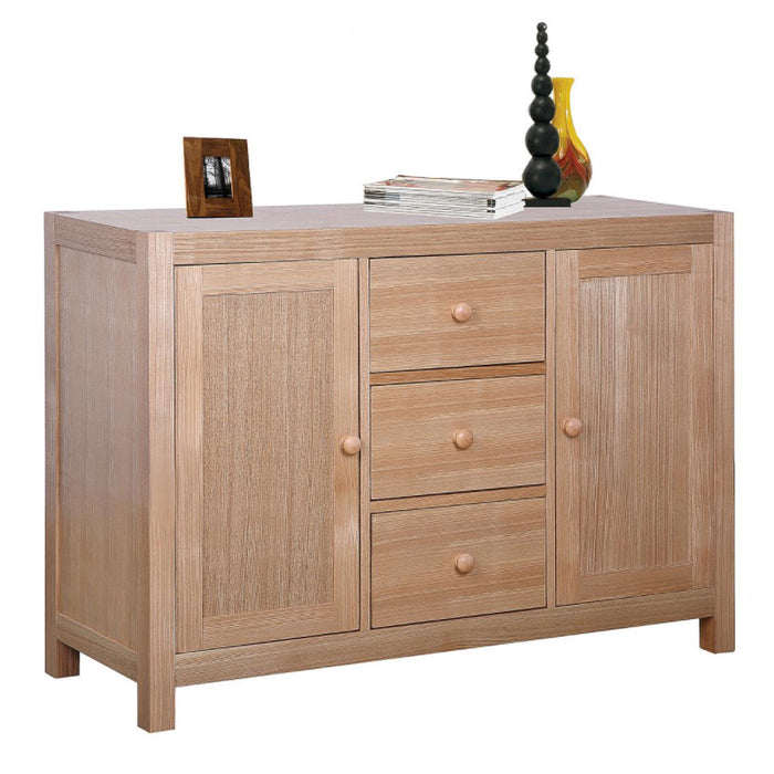 Cottonwood Wooden Sideboard With 2 Doors And 3 Drawers In Natural Ash