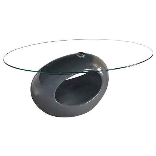 Dijon Clear Glass Top Coffee Table With Grey High Gloss Base
