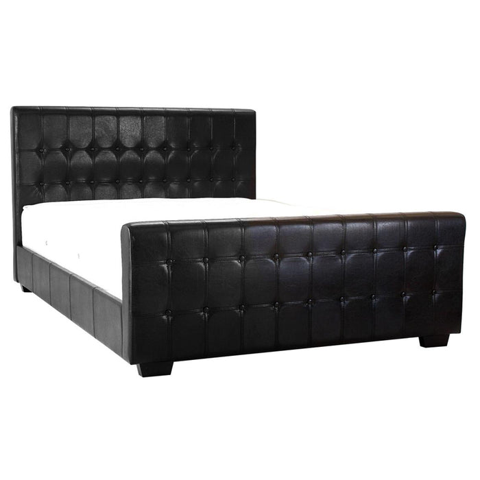Duress Button Black Faux Leather Upholstered 4FT6 Double Bed
