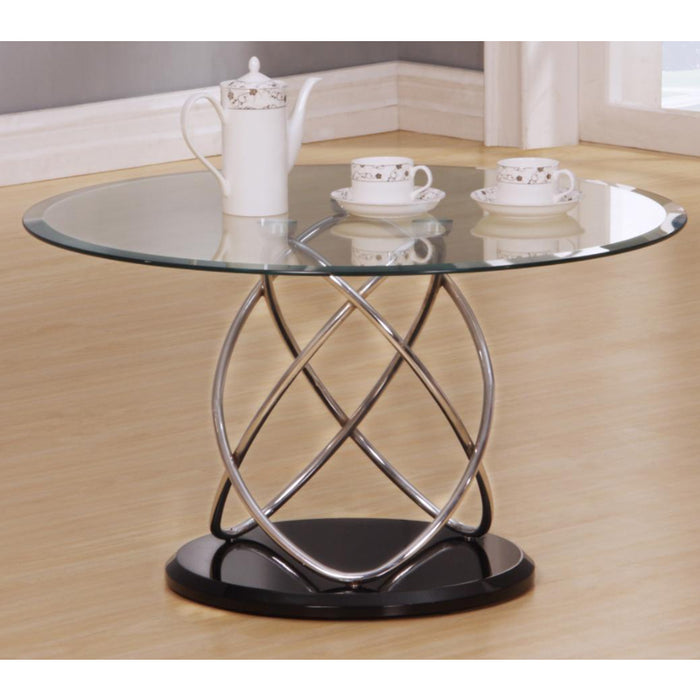 Eagar Round Black Glass Coffee Table With Chrome Base