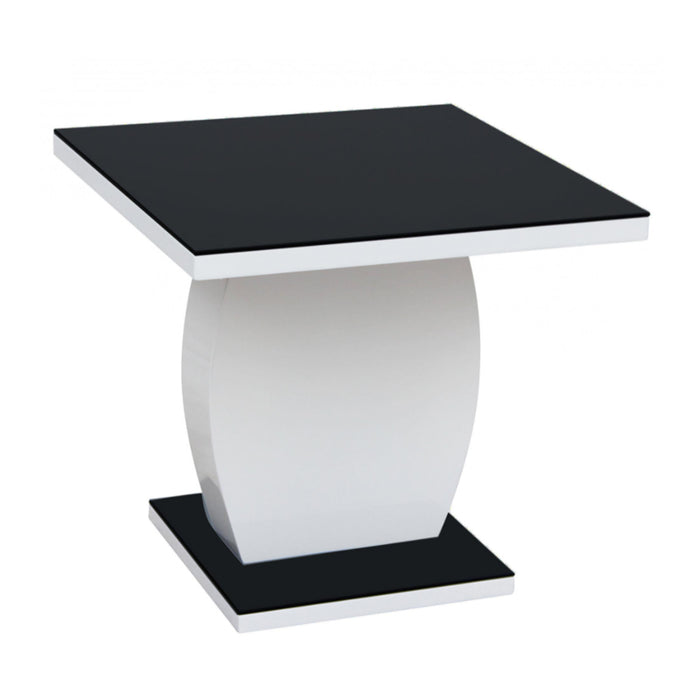 Ehrenberg Black Glass Lamp Table In Black And White High Gloss