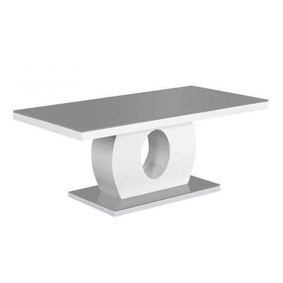 Elkhart Grey Glass Top Coffee Table With Grey And White High Gloss Base