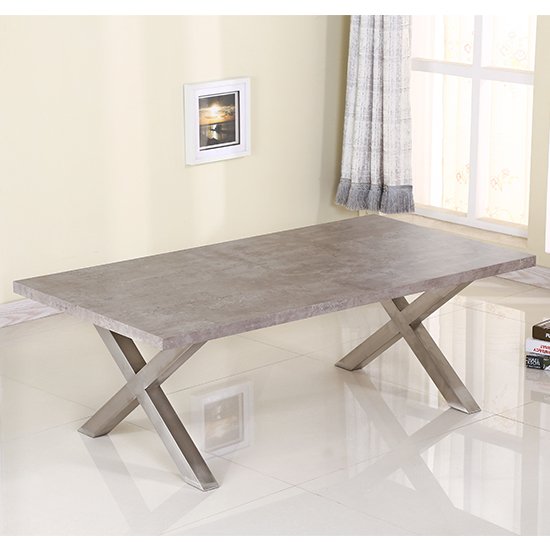 Helsinki Coffee Table In Stone With Brushed Stainless Steel Legs