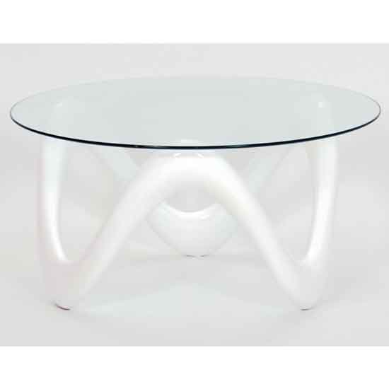 Lacygne Clear Glass Top Coffee Table With White High Gloss Base