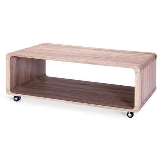 Lakeview Wooden Coffee Table With Castors In Natural