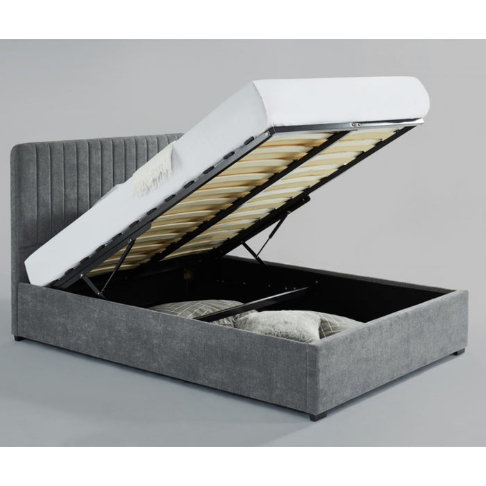 Livingstone Fabric Upholstered Storage King Size Bed In Grey