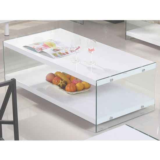 Manhattan Coffee Table In White High Gloss With Glass Supports