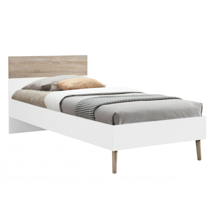 Manistique White And Oak Effect Solid Rubberwood 3FT Single Bed