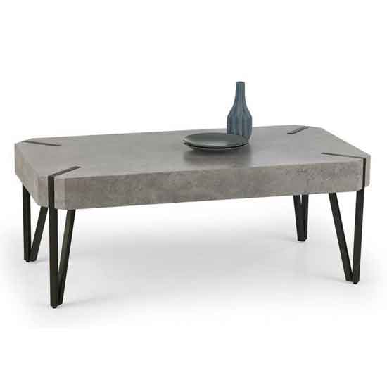 Mannheim Marble Coffee Table In Stone With Black Metal Legs