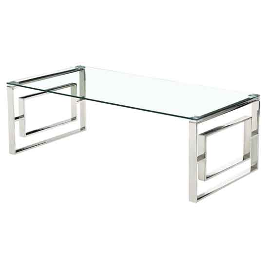 Marietta Clear Glass Coffee Table With Silver Base