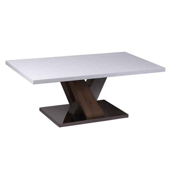 Melbourne Wooden Coffee Table In White High Gloss With Natural Base