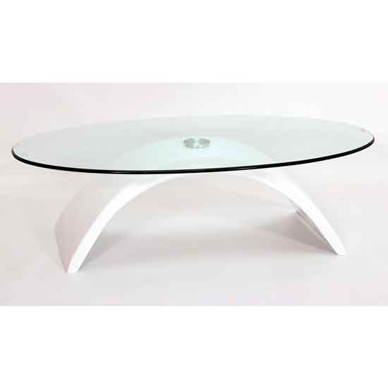 Meshoppen Clear Glass Top Coffee Table With White High Gloss Base