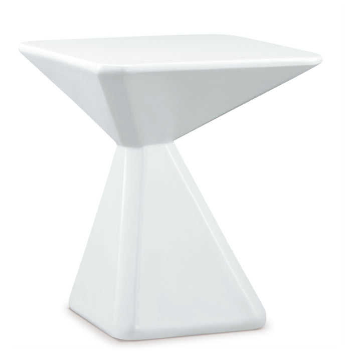 Naco Wooden Lamp Table In White High Gloss