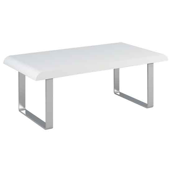Newark Coffee Table In White High Gloss With Chrome Legs