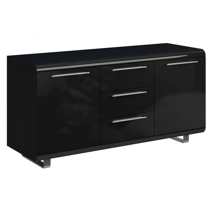 Newark Large Sideboard 2 Doors And 3 Drawers In Black High Gloss