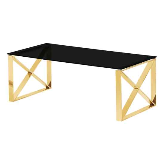Newkirk Black Glass Top Coffee Table With Gold Metal Frame