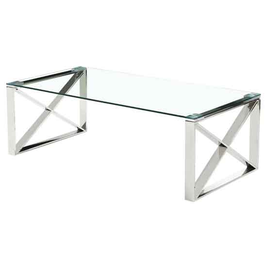 Newkirk Clear Glass Top Coffee Table With Silver Metal Frame