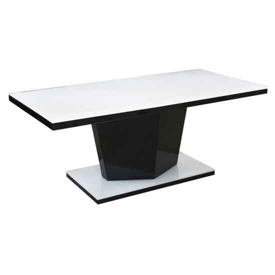 Niceville Super White Glass Coffee Table With White And Black High Gloss Base